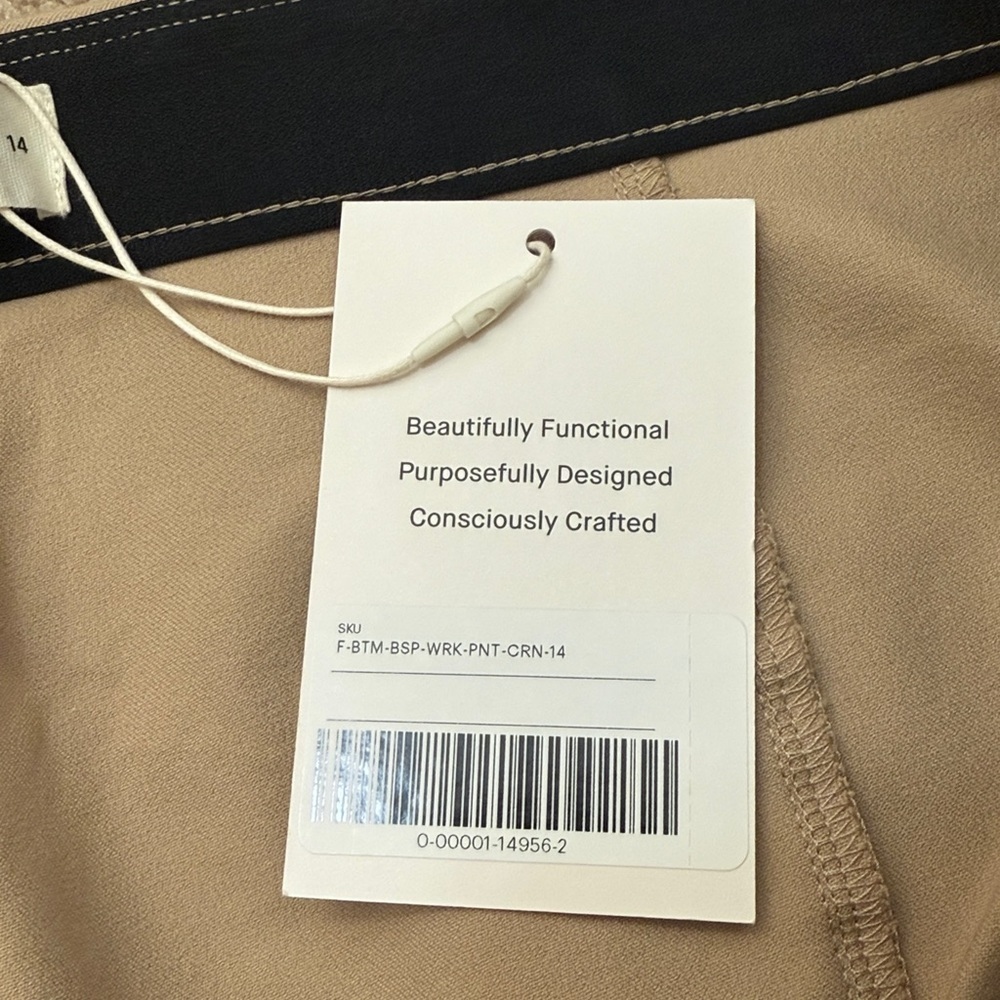 NWT Everlane Bi-Stretch High Rise Tan Khaki Side Zip Pull On Work Pants Size 14 - Picture 11 of 13